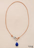 Boho Necklace,Lapis Lazuli Pendant Leather